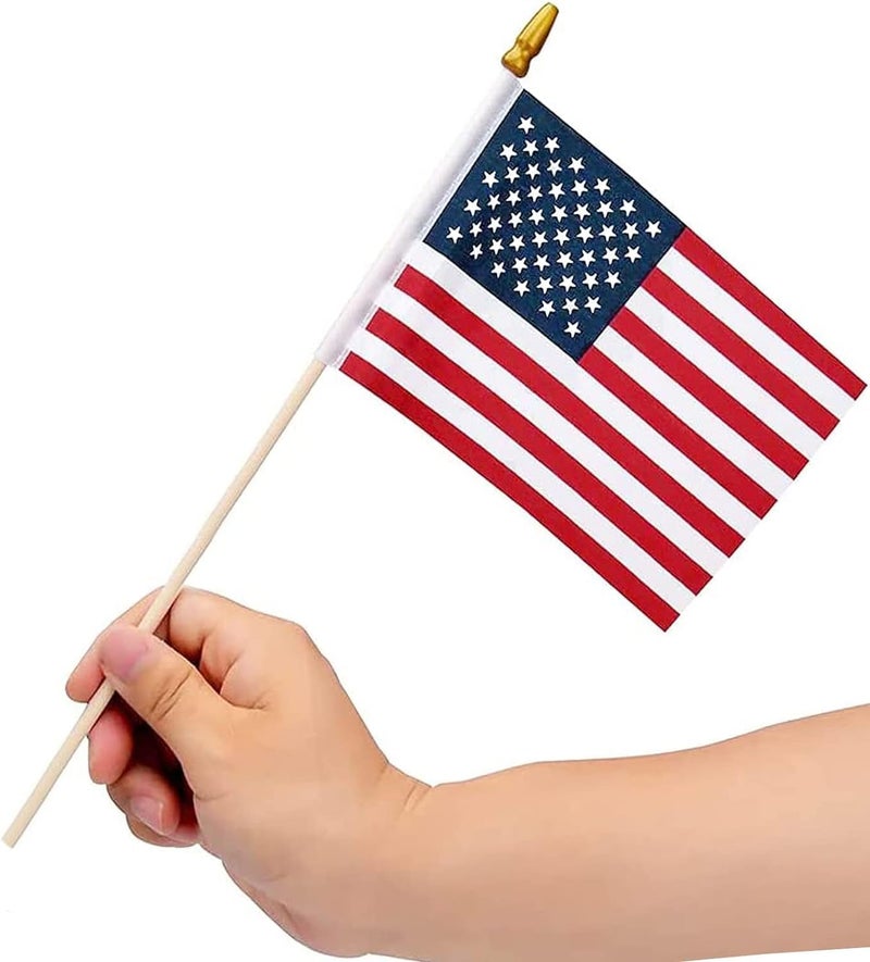 Uelfbaby 200 Pack Small American Flags on Stick, 4x6 Inch Small US Flags/Mini American Handheld Flags with Kid-Safe Spear Top, 4th of July,Independence Day, Outdoor,Memorial Day Decorations - Image 3